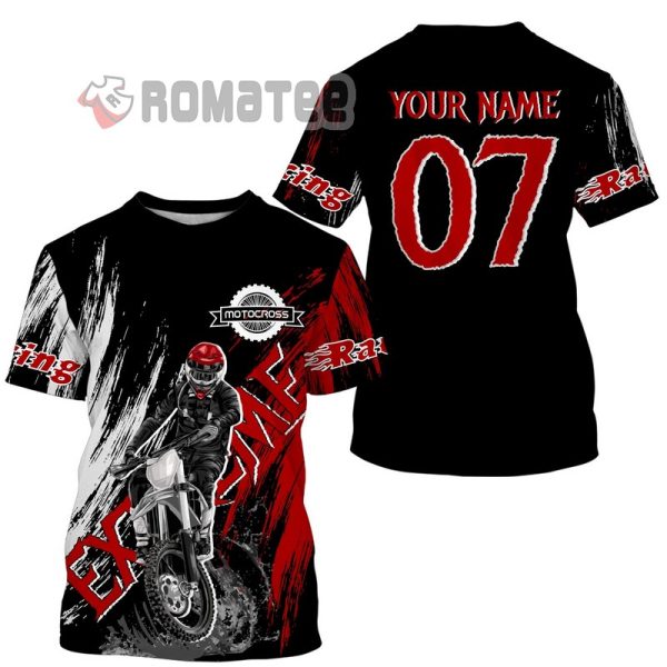 Motocross Off-Road Jersey Black Red Custom Dirt Bike Racing 3D All Over Print Shirt