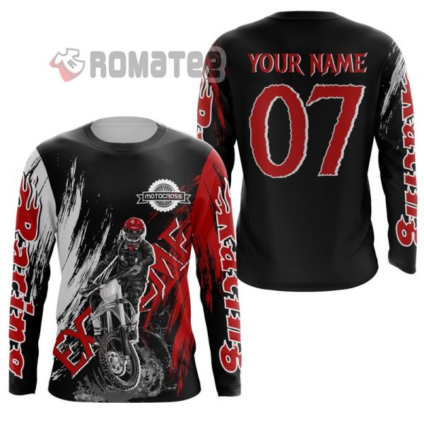 Motocross Off-Road Jersey Black Red Custom Dirt Bike Racing 3D All Over Print Shirt