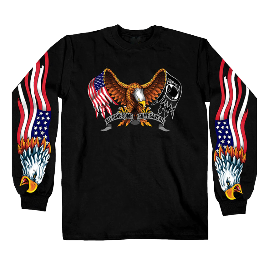 Motorcycle All Gave Some Some Gave All Shirt, Motorcycle Eagle American Flag 3D All Over Print Long Sleeve Shirt