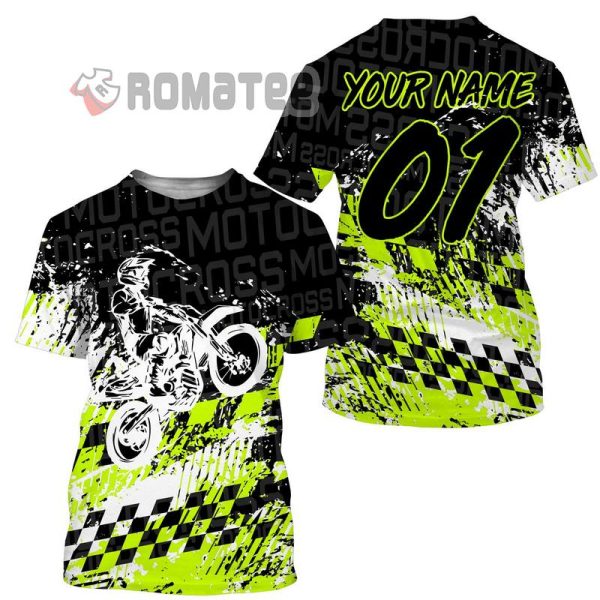 Personalized Motocross Jersey Custom Number Tire Track Motorcycle Shirt Off-Road Dirt Bike Racing 3D All Over Print T-Shirt, Long Sleeve And Hoodie