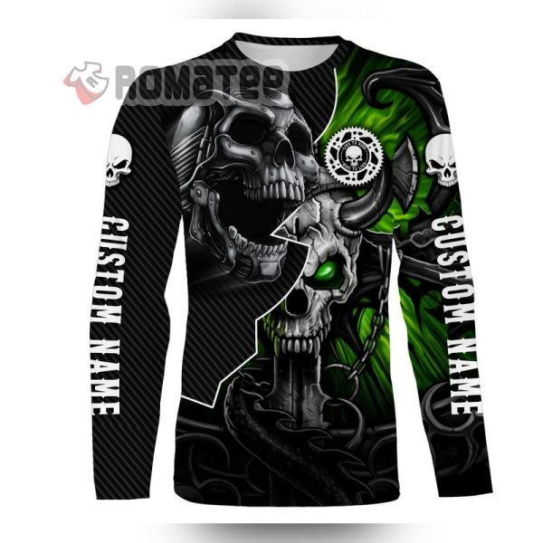Personalized Riding Jersey Skull Biker Motorcycle Racing Shirt, Off-Road Motocross Riders Racewear 3D All Over Print Shirt