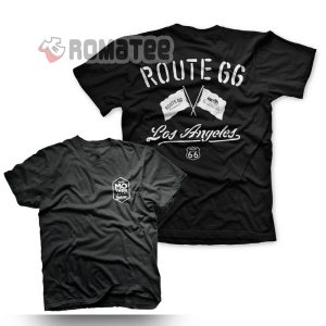 Route 66 Motorcycle Flag Los Angeles T Shirt