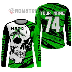Skull Moto Racing Personalized Name And Number 3D All Over Print Shirt 2
