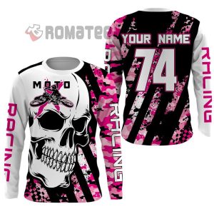 Skull Moto Racing Personalized Name And Number 3D All Over Print Shirt 5