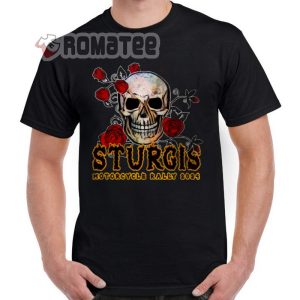 Skull Rose Color Sturgis Motorcycle Rally 2024 T Shirt