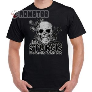 Skull Rose White Sturgis Motorcycle Rally 2024 T Shirt