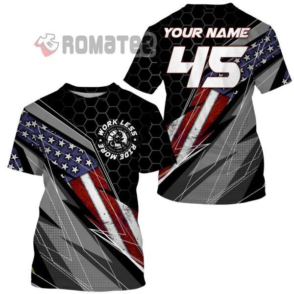 Work Les Ride More Racing Jersey Motocross Personalized Name And Number 3D All Over Print Shirt