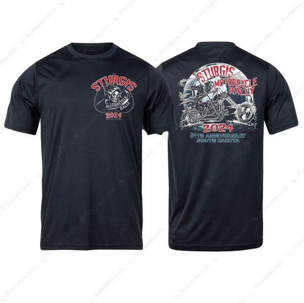 2024 Sturgis Death Reaper Riding Motorcycle Under Moonlight Shirts, 84th Anniversary South Dakota Motorcycle Rally Merch