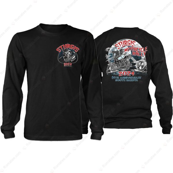 2024 Sturgis Death Reaper Riding Motorcycle Under Moonlight Shirts, 84th Anniversary South Dakota Motorcycle Rally Merch