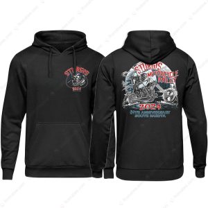 2024 Sturgis Death Reaper Riding Motorcycle Under Moonlight Shirts 84th Anniversary South Dakota Motorcycle Rally 3 hoodie