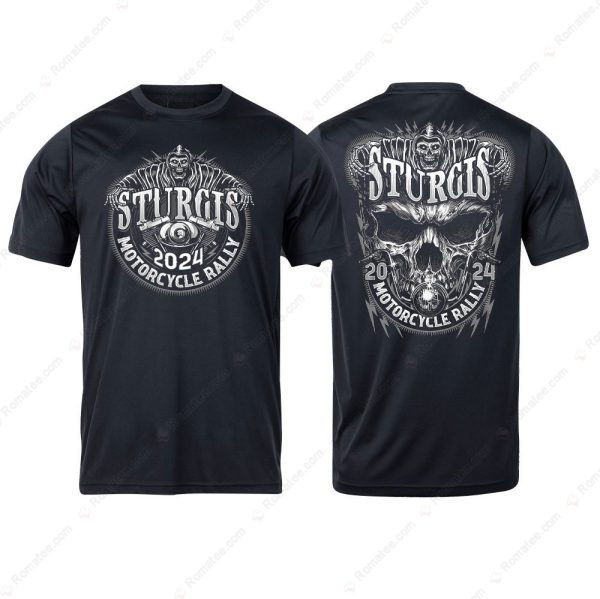 2024 Sturgis Motorcycle Rally Reaper And Shredder Skull T-Shirt, Skull V-Twin Engine Biker Merch