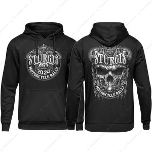 2024 Sturgis Motorcycle Rally Reaper And Shredder Skull T Shirt Skull V Twin Engine Biker 3 hoodie