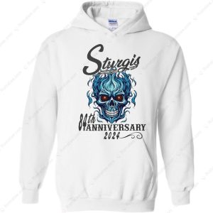 Sturgis Motorcycle Rally 84Th Anniversary Shirts Blue Flaming Skull Sturgis Bike Week 2024 3 hoodie