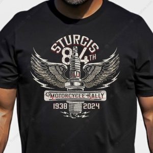Sturgis Rally Wings Spark Plug Black T Shirt 84Th Anniversary Sturgis Rally 1938 2024 1 tshirt