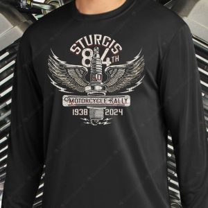 Sturgis Rally Wings Spark Plug Black T Shirt 84Th Anniversary Sturgis Rally 1938 2024 2 long sleeve