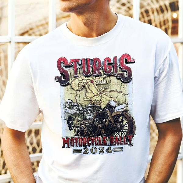 2024 Sturgis Black Hills Rally Map T-Shirt, Motor Biker Shirt, Sturgis Motorcycle Rally Rushmore Merch