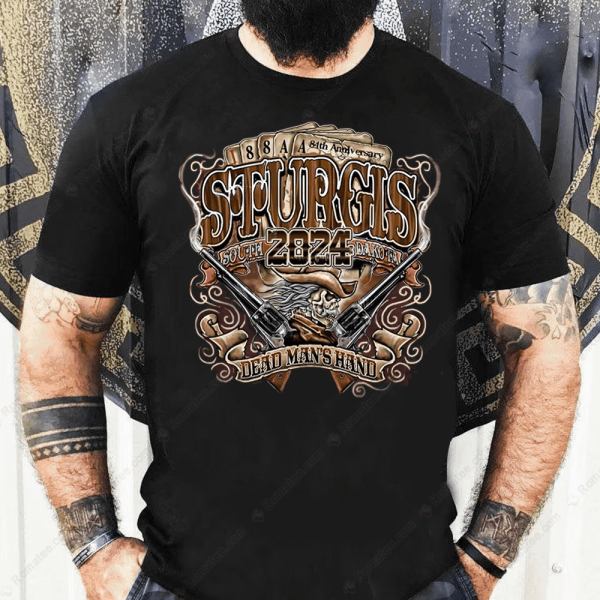 2024 Sturgis Motorcycle Rally Dead Man’s Hand Merch, 84th Anniversary Sturgis T-Shirt