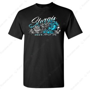 2024 Sturgis Motorcycle Rally Rose Skull Wings T-Shirt