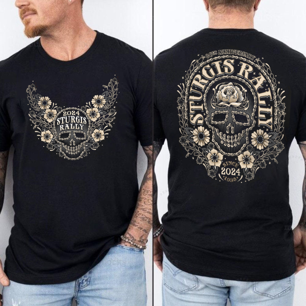 2024 Sturgis Motorcycle Rally Sugar Skull Chain T-Shirt, 84Th Sturgis Rally 1938-2024 Shirt