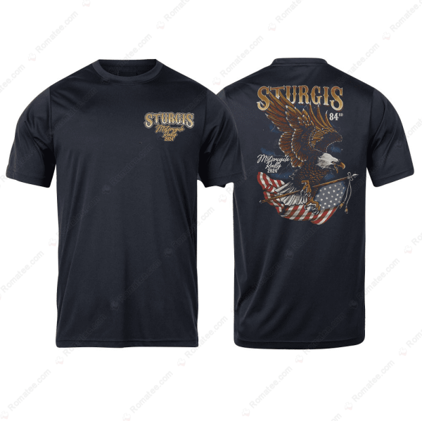 84th Sturgis Rally Eagle And Flag T-Shirt, 2024 Sturgis Motorcycle Rally Merch