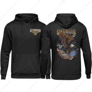 84th Sturgis Rally Eagle And Flag T Shirt 2024 Sturgis Motorcycle Rally Merch 3 Hoodie