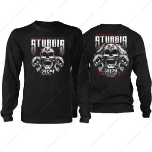 Sturgis Motorcycle Rally Chained Shield Tee T Shirt Sturgis Bike Rally 2024 Merch 2 Long Sleeve