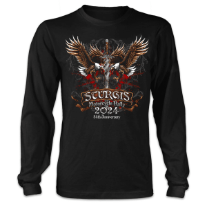 Sturgis Motorcycle Rally Fearless Eagle Dagger T Shirt 84th Sturgis Motorcycle Rally 2024 Merch 2 Long Sleeve