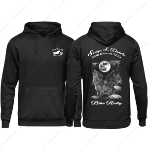 2024 Sturgis Bike Rally Howling Night Wolf Merch Wolf Under The Moon T Shirt 3 Hoodie