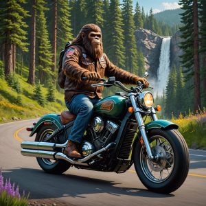 Bigfoot Riding a Motorcycle