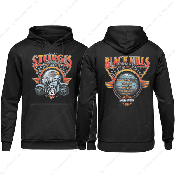 Black Hills Rally Eagle Coal T-Shirt, 84th Sturgis Since 1983 Vintage Tee, 2024 Sturgis Harley-Davidson Merch