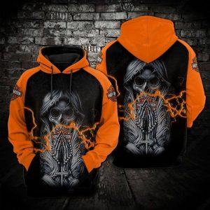 Grim Reaper Praying Lightning Harley Davidson Motocycle 3D Hoodie All Over Print