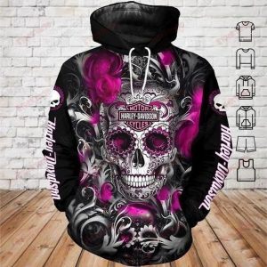 Harley Davidson Cycles Girl Sugar Skull Motocycle 3D Hoodie All Over Print