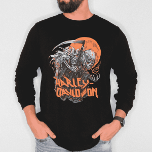 Harley Davidson Full Moon Grim Reaper Long Sleeve Shirt, Harley Davidson Motorcycle Merch