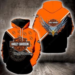 Harley Davidson Many Logo Eagle 3D Hoodie All Over Print