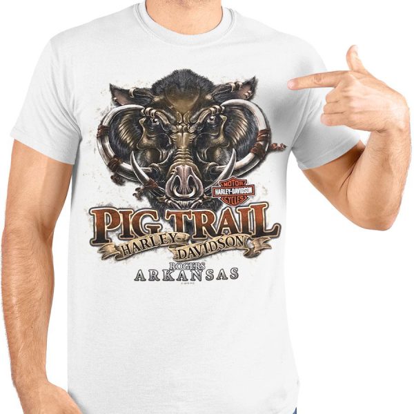 Pig Trail Harley-Davidson Rogers Arkansas Shirts, Vintage Fierce Wild Hog Bikes Blues Bbq Rally Merch