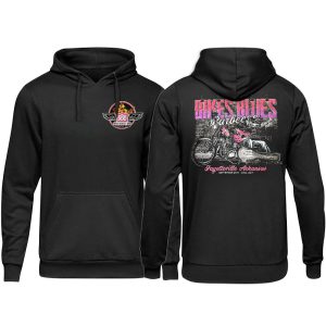 Pink Bikes Blues And Bbq Fayetteville Ar Shirts, Soulful Hog Rider Guitar Playing Motorcycle Rally Merch
