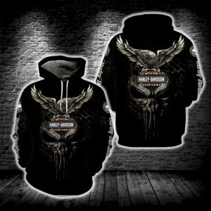 Punisher Harley Davidson Eagle Skull 3D Hoodie All Over Print