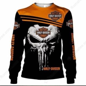 Punisher Skull Harley Davidson 3D Long Sleeve Shirt All Over Print