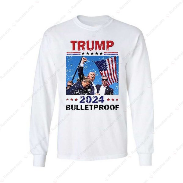 Trump 2024 Bulletproof MAGA T-Shirt, Donald Trump Raised Fist Tee, Trump Shooter Merch, Conservative Trump Gift