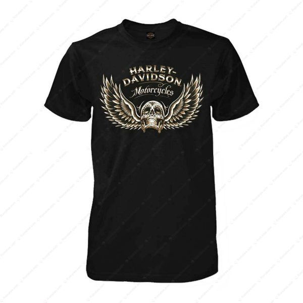 Winged Sugar Skull Harley Davidson Motorcycles Unisex T-Shirt