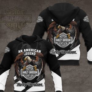 An American Legend Eagle And Harley-Davidson Hoodie, Black And Gold Harley-Davidson Hoodie