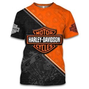 Black and Orange Harley Davidson Mechanics Pride Hoodie Harley Davidson Willie G Skull Engine Pullover 2 tshirt