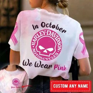 Breast Cancer Awareness Willie G Skull Harley Davidson Merch, Personalized Harley-Davidson T-Shirt