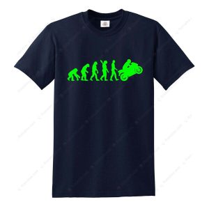 Evolution of Rider Kawasaki Ninja Motorcycle T Shirt Funny Biker Tee 3 navy