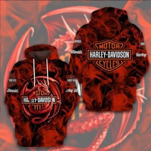 Fierce Red Dragon Harley-Davidson Hoodie, Bold Graphics Harley-Davidson Hoodie Perfect for Adventurers