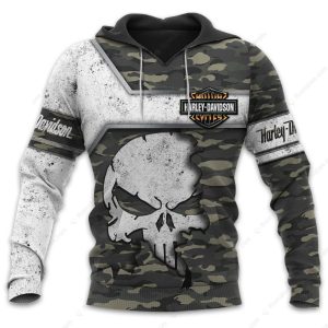 Harley Davidson Camo The Punisher Skull Hoodie Harley Davidson Military Inspired Biker Apparel 1 hoodie