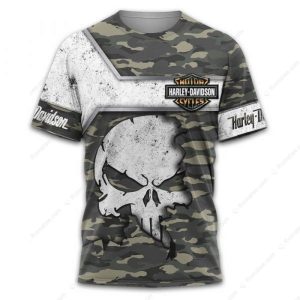 Harley Davidson Camo The Punisher Skull Hoodie, Harley-Davidson Military-Inspired Biker Apparel