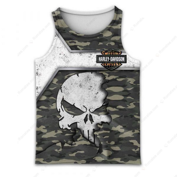 Harley Davidson Camo The Punisher Skull Hoodie, Harley-Davidson Military-Inspired Biker Apparel