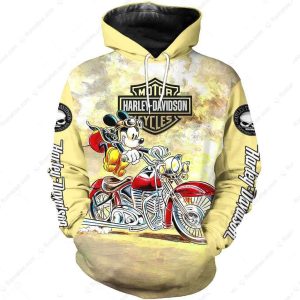 Harley-Davidson Cartoon Mouse Hoodie,  Cartoon Character with Harley-Davidson Logo Hoodie