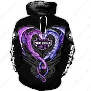 Harley-Davidson Dragon Heart Hoodie, Dragons and Harley-Davidson Logo Design Merch